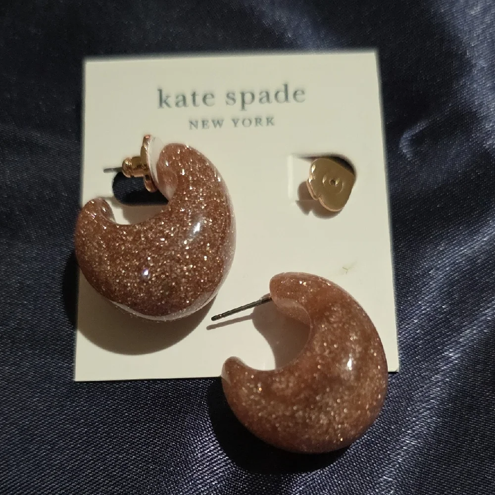 Kate Spade Sparkling‎ Brown Hoop Earrings